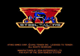 Steel Talons (USA, Europe) Title Screen